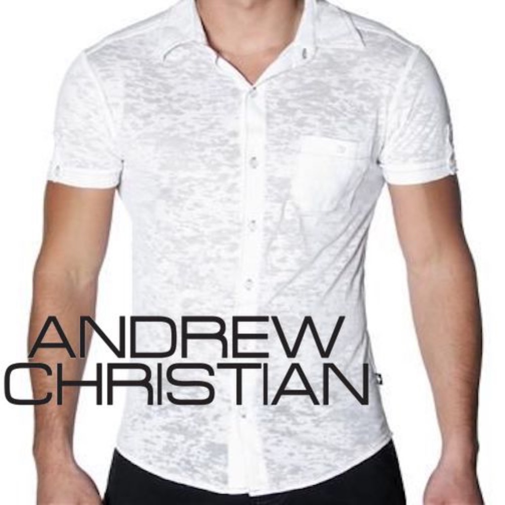 Andrew Christian Collared Burnout Shirt Small RARE